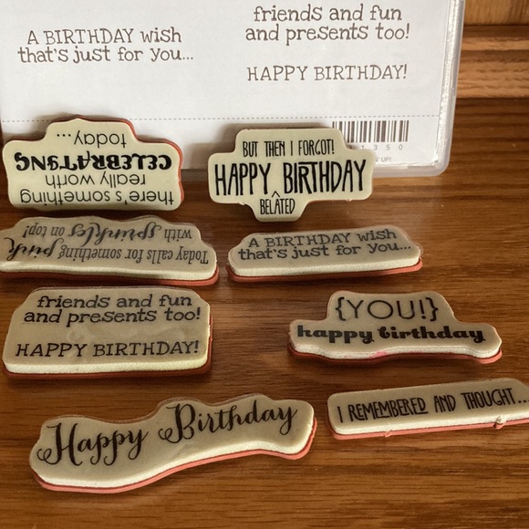 Stampin’ Up Remembering Your Birthday Sentiments Set of 8 Stamps Very Nice - Picture 2 of 2